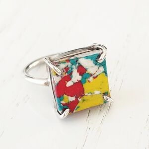 Modern Sterling Silver Multi Color Ring